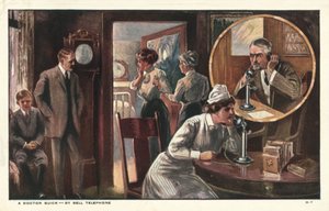 Woman telephoning a doctor by American School